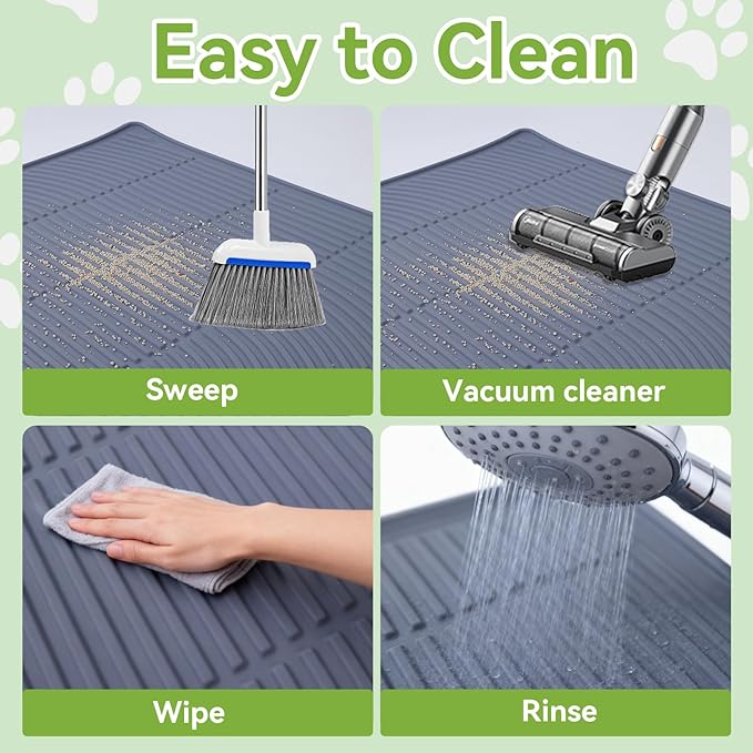 Large Cat Mat for Litter Box, 40" X 28" Extra Large Silicone Cat Litter Trapping Mat, Non-Slip Kitty Litter Mat for Floor,Easy to Clean& Waterproof Cat Litter Pads
