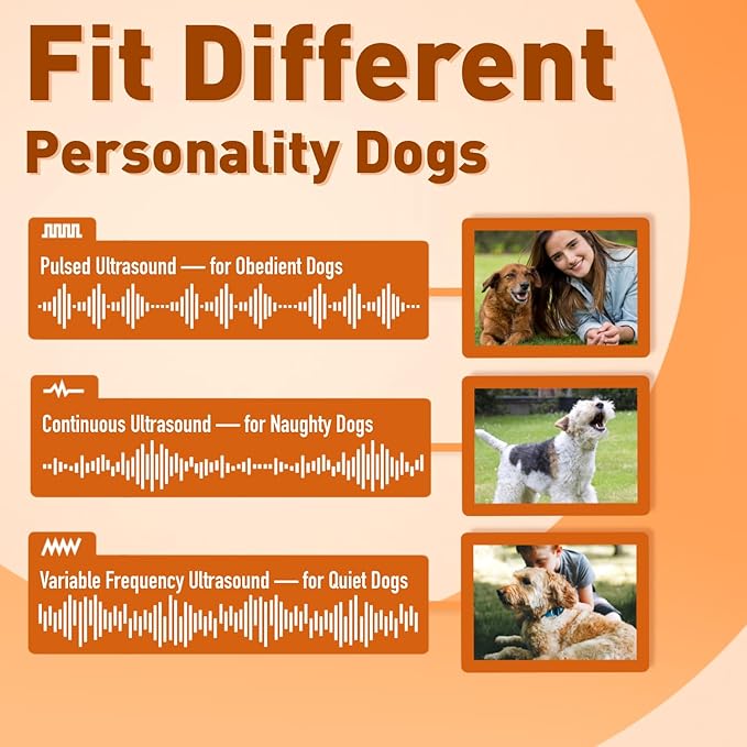 Dog Bark Deterrent Devices - Anti Barking Device for Dogs Indoor & Outdoor Up to 50 Ft, Rechargeable Ultrasonic Dog Barking Silencer with 3 Adjustable Modes Safe for Dogs & People