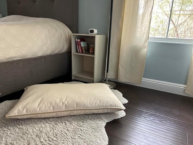Natural Cotton Canvas Dog Bed – Raw Cotton Filled Pet Cushion Insert, Breathable Eco-Friendly Dog Mattress, Durable Washable Cover with Zipper (Natural, Large 48"x30"x5")