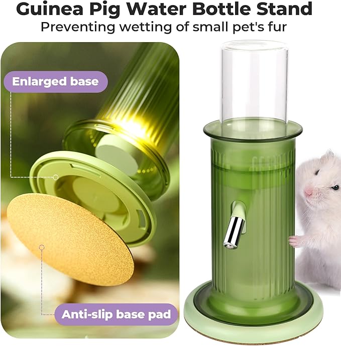 Mini&moe Hamster Water Bottle No Drip – 4 oz Guinea Pig Water Bottle for Glass Tank with Stand Leak Proof Small Animal Water Dispenser for Gerbil Chinchilla Ferret Squirrel Hedgehog