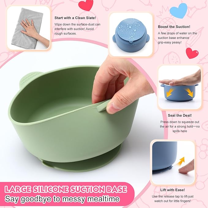 Domensi 4 Sets Kids Porcelain Bowls with Suction Sleeves Toddler Suction Bowl Upgrade Durable Microwave Dishwasher Safe Cereal Soup Snack Dishes for Baby Children Feeding Supplies (Macaron Colors)