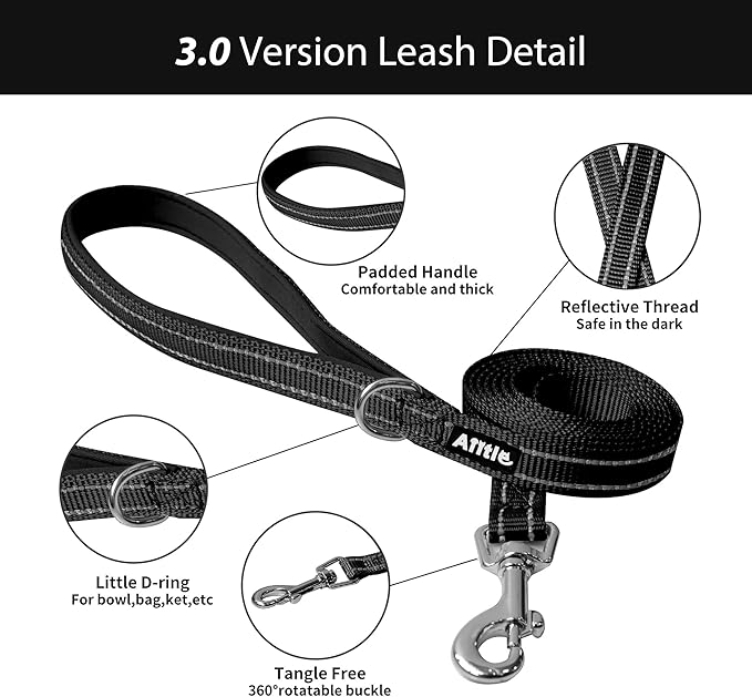 AIITLE Easy Walk Dog Harness and Leash Set - Pet Supply No Pull, Step in Adjustable Dog Harness with Padded Vest, Dog Harness No Choke Over, Easy to Put on Medium Dogs Black L