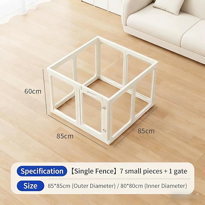 Clear Acrylic Dog Playpen with Door,23.6" Puppy Playpen,Easy Assemble Pet Fence,10-Panel for Puppies/Small Dog Play Pen Indoor (White, 23.6 Inch-H, 10 Panel) (White, 60cm7p+1d)