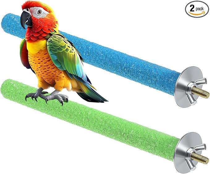 Bird Perches for Cage, 2 PCS Parrot Perch Bird Cage Perch Toy Paw Grinding Stick Cages Wooden Grinding Claw Sticks Sanded Surface Cages Toy for Parakeets Finches Parakeet Toys Birdcage Accessories