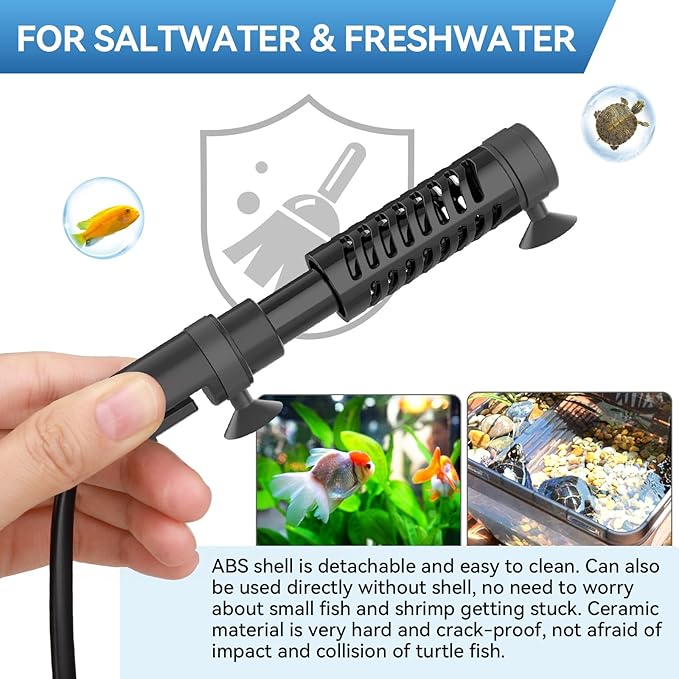 hygger Ceramic Submersible Aquarium Heater, New Explosion-Proof Fish Tank Water Heater with External Temp Controller Auto Thermostat Heater for Saltwater Freshwater (15W for 1~5 Gallon)