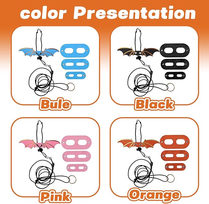 Dinosaur Wing Leash Harness for Bearded Dragons - 3-Size Adjustable Reptile Harness Set, Safe Escape-Proof Design for Lizards, Geckos, Iguanas & Small Pets (Orange)