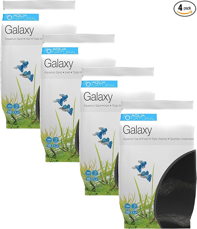 Aqua Natural Galaxy Sand 10lb Substrate for aquascaping,Aquariums,vivariums and terrariums,Black,(Pack of 4)