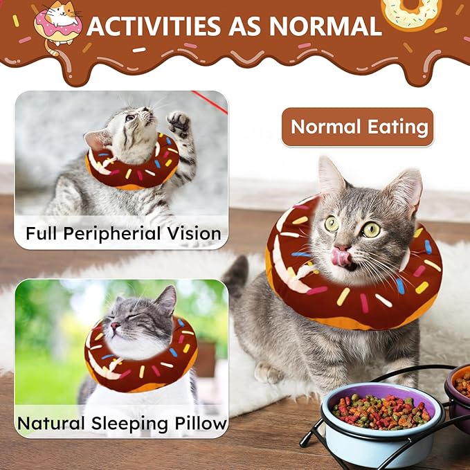 Hpetppy Cat Cone Collar Soft, Cat Recovery Collar for Wound Healing Cute Donut Adjustable Kittens Cones to Stop Licking Comfortable Lightweight Neck Elizabethan Collars for Cats Kittens After Surgery