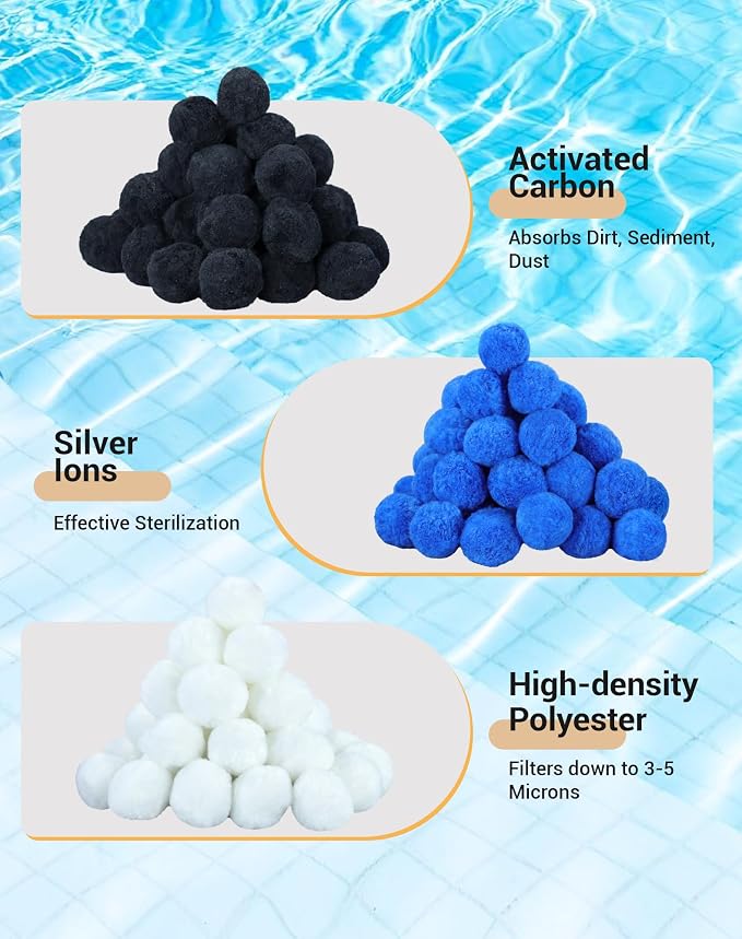 ZOTEE 3.1 Lbs Pool Filter Balls for Sand Filter, Reusable Filter Balls Replace Pool Sand, Multi-Functional Mixed Sand Filter Balls for Pool, Aquariums, and Hot Tub (Equals 100lbs Pool Filter Sand)