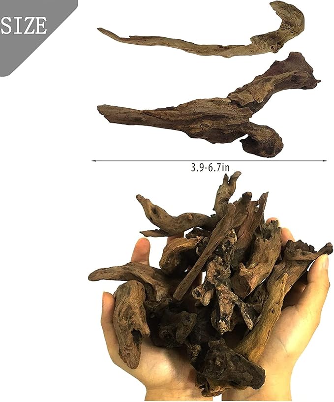 Hamiledyi Aquarium Driftwood 10 PCS Natural Wood Driftwood Branches Fish Tank Habitat Decor Sinkable Reptile Tree Log Decorations Assorted Terrarium Ornament for Aquarium Fish Reptiles Tank Small