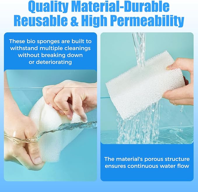 AQUANEAT 6-Pack Replacement Filter Sponge Pads, Aquarium Foam Insert Compatible with AquaClear 20, Fish Tank Filter Media