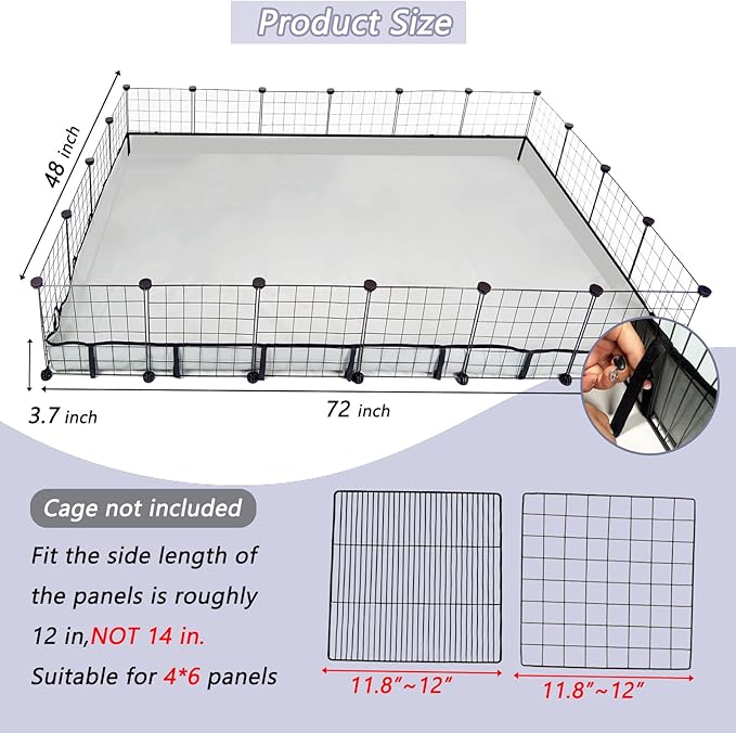 Guinea Pig Cage Liner Tarp Bottom Waterproof and Washable Base Also for Rabbits, Bunny, Chinchesillas, Hedgehog, Ferrets and Other Small Animals(48x72 inches)