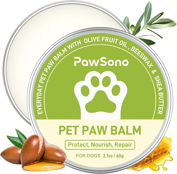 PawSono Lick-Safe Dog Paw Balm for Paws & Nose, All-Natural Paw Pad Moisturizer for Dogs & Cats, Paw Butter Helps Soothe Dry, Cracked Paws, Protects from Snow, Ice Melt & Hot Pavement, 1Pack | 2.1 oz