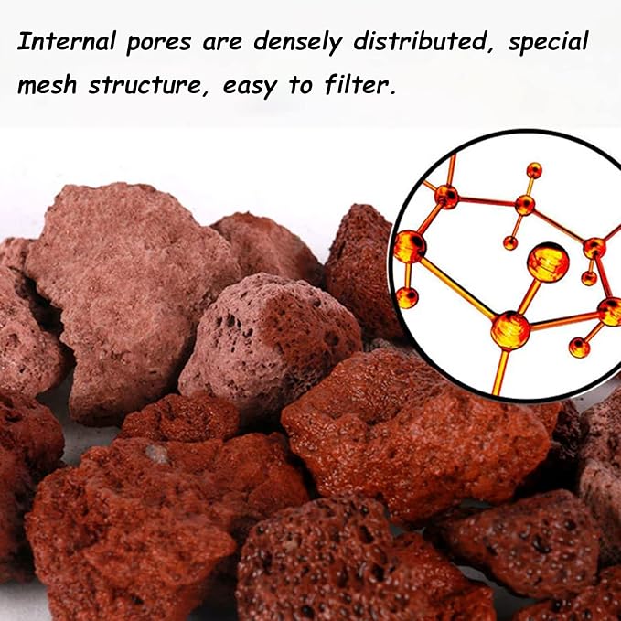 Tfwadmx 10 Pcs Aquarium Red Lava Rock Fish Tank Volcanic Pumice Stones for Shrimp Betta(1.18''-1.96'')