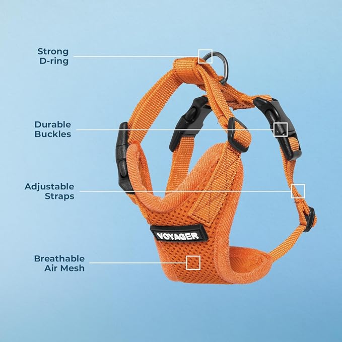 Voyager Step-in Pet Harness - All Weather Mesh, Adjustable Step in Harness for Cats and Dogs by Best Pet Supplies - Orange, L