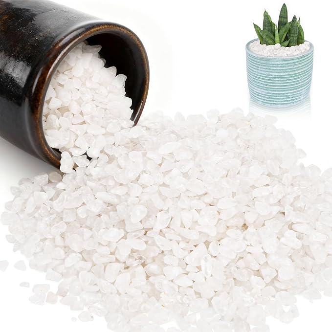 5 lbs Small Natural White Quartz Crystal Stone, Irregular Aquarium Gravel, Mini Clear Tumbled Chips Crushed Stone, Healing Reiki Gemstones, Decorative Pebbles Rocks for Vase Tank Plant, 7-9 mm