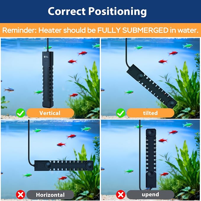 AquaMiracle Submersible Aquarium Heater with LED Digital Temp Display, Fish Tank Heater with Dry-Run & Over-Temp Protection, for Freshwater Saltwater Aquariums(500W/75-120Gal)
