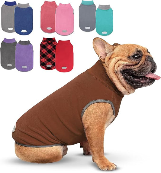 cyeollo Fleece Dog Sweater Vest, Reflective Dog Sweatshirt Pullover Pet Jacket for Small Medium Large Dogs Clothes Boy Girl Pets Warm Pet Clothes, Brown & Khaki XL