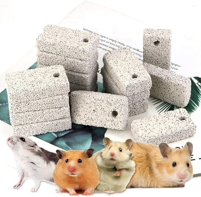 20 Pcs Small Animal Pet Lava Bites Chews Toy Teeth Grinding Block Mineral Calcium Stone for Hamsters Parrot Chinchillas Rabbits Guinea Pigs Gerbils