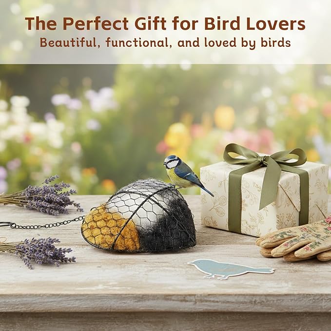 Handmade Fiber Bird Nesting Heart, Alpaca Fiber Bird Material House,Hummingbird Nest Boxes for Outside, Winter Tree Shelter for Wild Birds, Gifts for Hummingbirds Lovers (1 PCS)