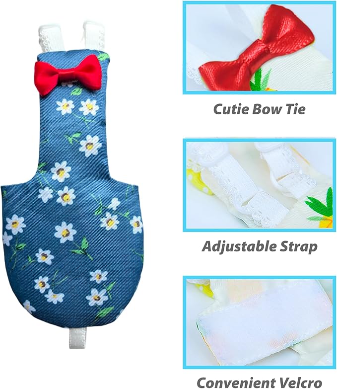 UKJENT Bird Diaper Protective Parrot Nappy 2 Pack, Reusable Flight Suit with Waterproof Inner Layer, Washable Cute Urine Wet Suit for Parrots(M)