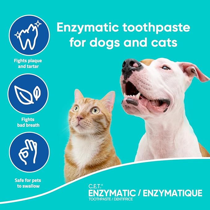 Virbac C.E.T.® Enzymatic Toothpaste| Tartar & Plaque Control for Fresh Breath | Pet Dental Care Toothpaste |Vanilla Mint Flavor, 2.5 oz