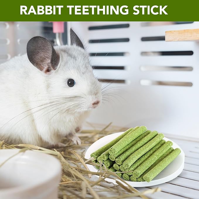 WDEFUN 45 PCS Timothy Hay Sticks for Rabbits Natural Molar Teeth Stick Chew Toys for Bunnies Chinchillas Guinea Pigs Hamsters and Other Small Animals Treats