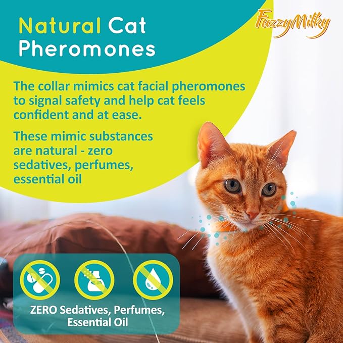 Calming Collar for Cats - Cat Calming Collar Infused with Synthetic Pheromones, Cat Pheromone Diffuser Necklace for Anxiety Relief, Travel, Keeping Quiet - 4 Weeks Supply Each Collar (Orange, 4P)