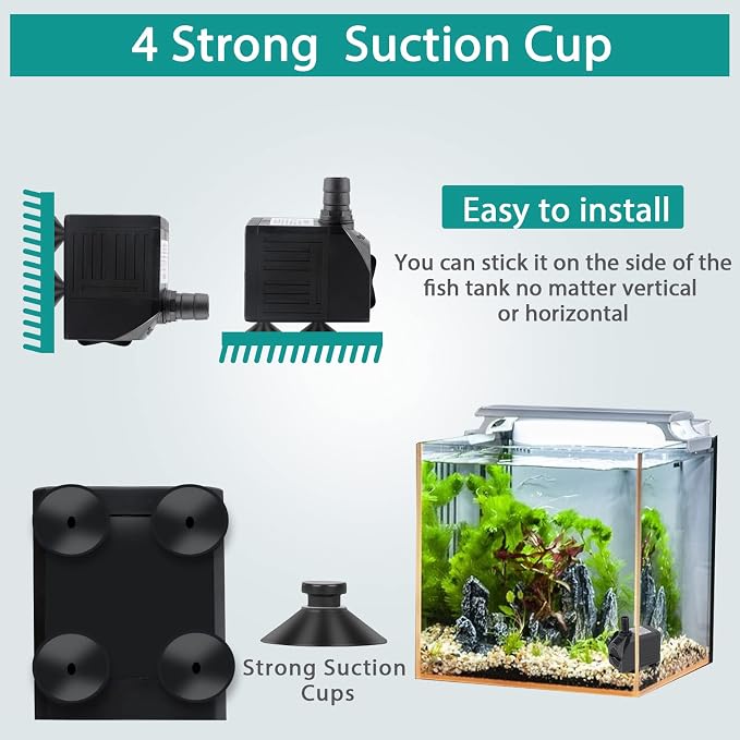 FREESEA Small Aquarium Fountain Pump: Adjustable Flow with 7.2ft High Lift | 550GPH 30W Submersible Water Pumps for Small Pond | Waterfall | Outdoor | Statuary | Hydroponic (550GPH)