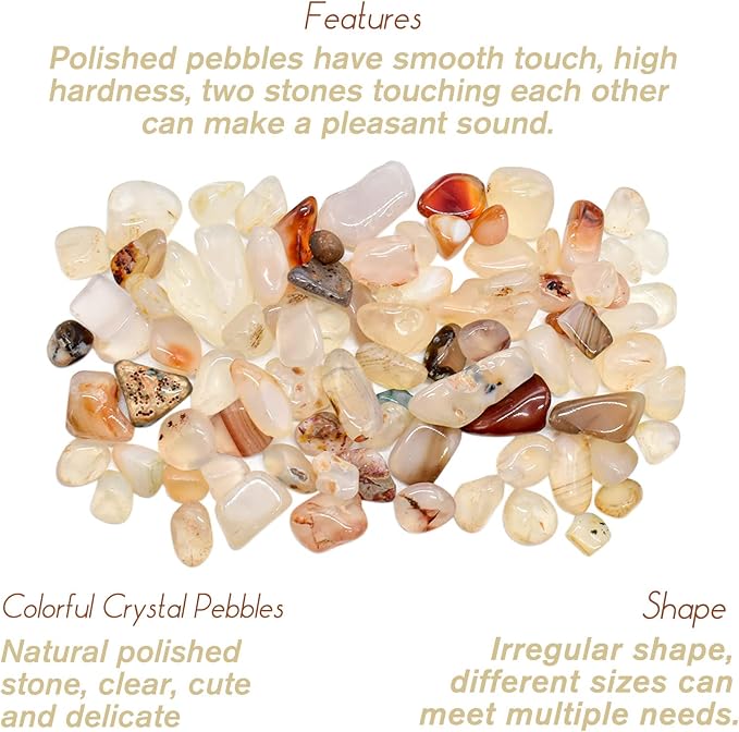 Halatool 1LB Aquarium Gravel, 0.27"-0.79" Crystal Pebbles for Fish & Plants | Polished, Safe, Landscaping Pebbles for Fish Tanks, Succulents, Plant Top Dressing, Fairy Gardens, Vase Filler, Home Decor