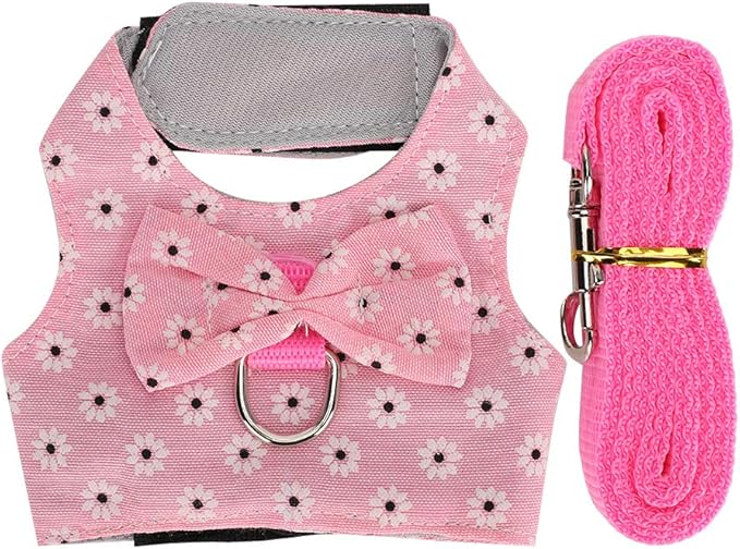 GLOGLOW Small Pet Leash Vest, Soft Fabric Rabbit Harness and Guinea Pig Carrier for Small Pets with Adjustable Straps, Great for Indoor and Outdoor Activities (L)