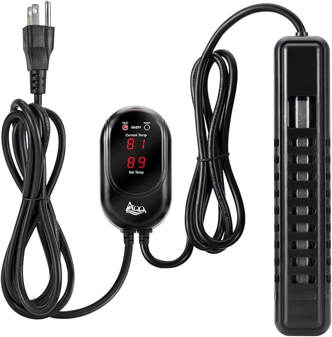 AQQA Submersible Aquarium Heater,100W/200W/300W/500W/800W/1000W/1200W | Fish Tank Heater,External Temperature Controller LED Temperature Display,Suitable for Saltwater and Freshwater(200W)