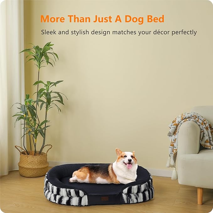 Dwanton Orthopedic Dog Bed for Medium Dogs with Gel Memory Foam, Waterproof Dog Sofa, Washable Pet Bed with Four Sided Bolster Cushion, Removable Cover & Non-Slip Bottom, 36", Tie-dye Gray
