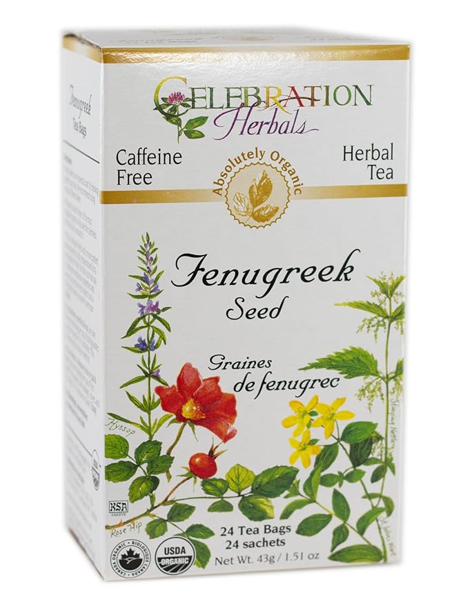 Celebration Herbals - Organic Caffeine Free Fenugreek Seed Herbal Tea - 24 Tea Bags