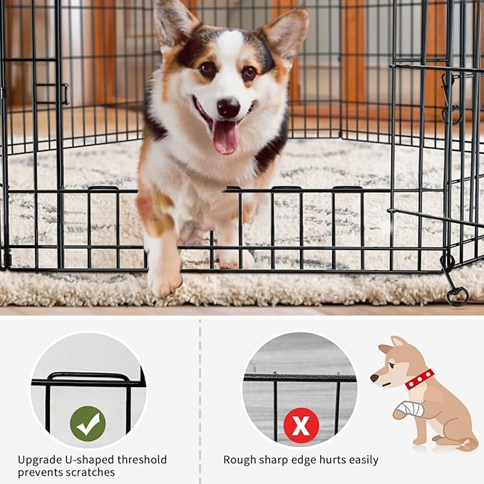 PETIME Foldable Metal Dog Exercise Pen/Pet Puppy Playpen Kennels Yard Fence Indoor/Outdoor 8 Panel 24" W x 24" H with Top Cover (with top Cover, 8 Panels 24" H)