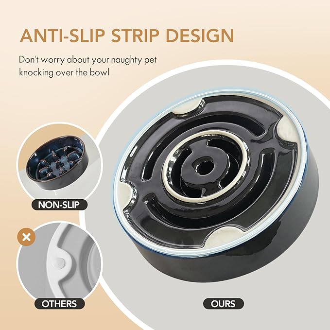Havniva Slow Feeder Dog Bowls, 0.9 Cups Ceramic Dog Food Bowls 6.1 inch Slow Feeder for Small Dogs Puzzle Bowls for Fast Eater, Pet Slow Feeding Dish Anti-Choking