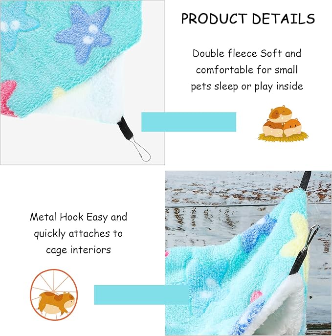 BOAO 2 Pcs Guinea Pig Rat Hammock Guinea Pig Hamster Ferret Hanging Hammock Pig Accessories for Small Animals Chinchilla Parrot Sugar Glider Ferret Squirrel
