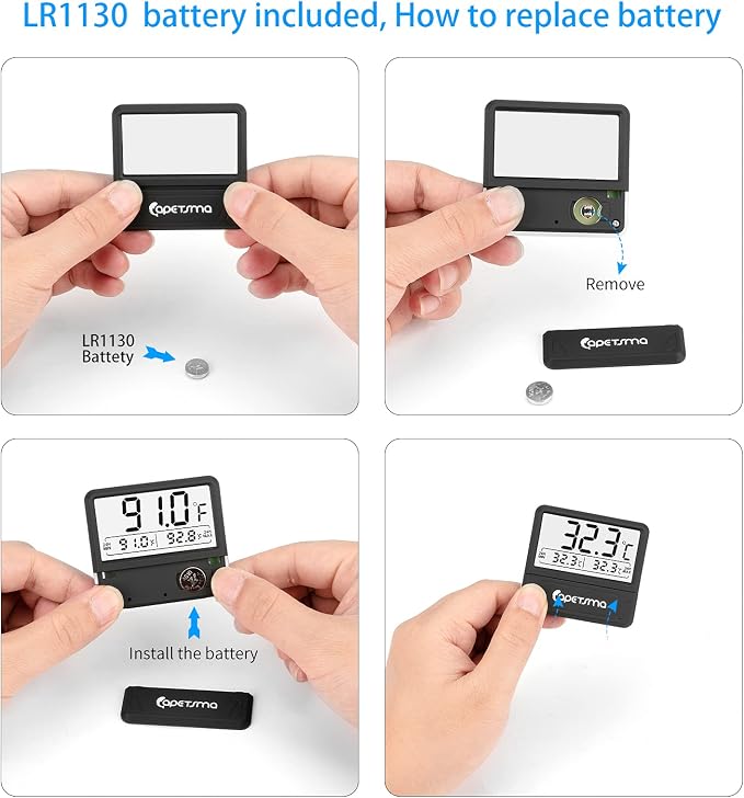 capetsma Aquarium Thermometer Digital Fish Tank Thermometer Large LCD Screen Records High & Low Water Temperature in 24 hrs