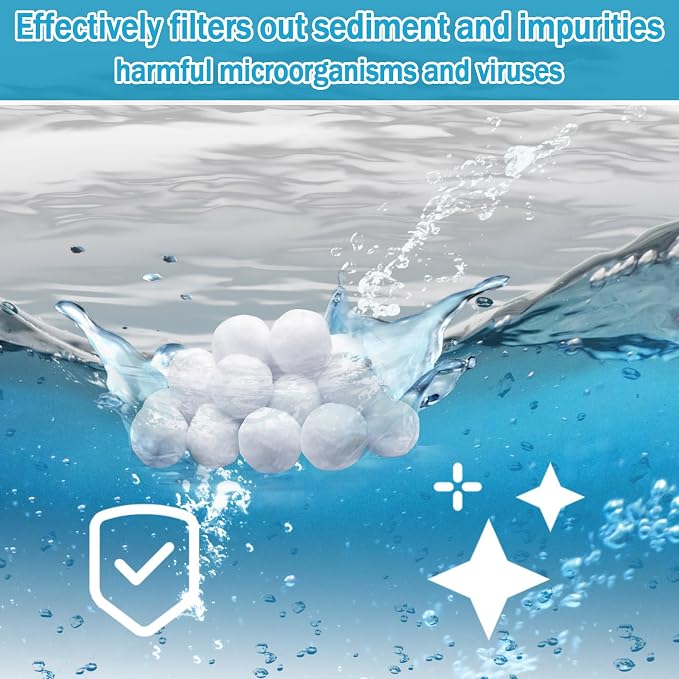4.8 lbs Pool Filter Balls for Sand Filter Pump, New Upgrade Efficient Swimming Pool Filter Sand Alternative(Equals 150 lbs Pool Filter Sand), Reusable Eco-Friendly Fiber Filter Media Balls