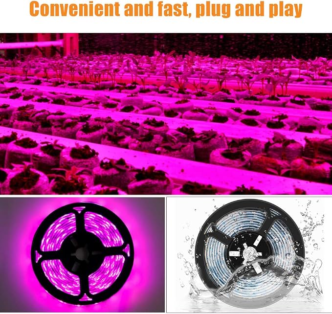 Plant Grow Light Strip 2835 SMD IP66 Waterproof Full Spectrum LED Light for Indoor Plants, Greenhouse, Aquarium, Garden, Flowers, Veg - USB Interface