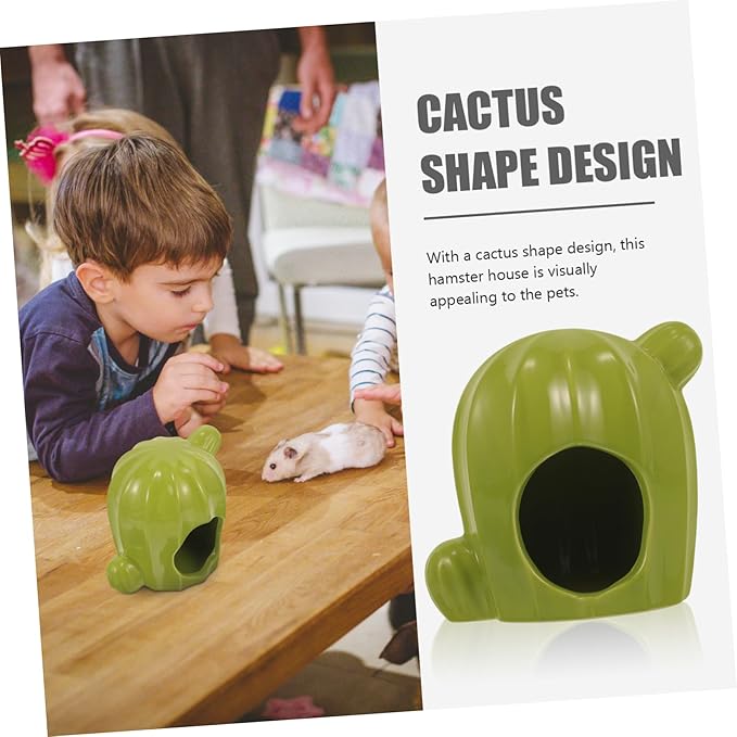 Ceramic Hamster Hideout Cactus-Shaped Cooling Nest for Small Pets Comfortable for Hamsters and Other Small Animals Decorative and Fun