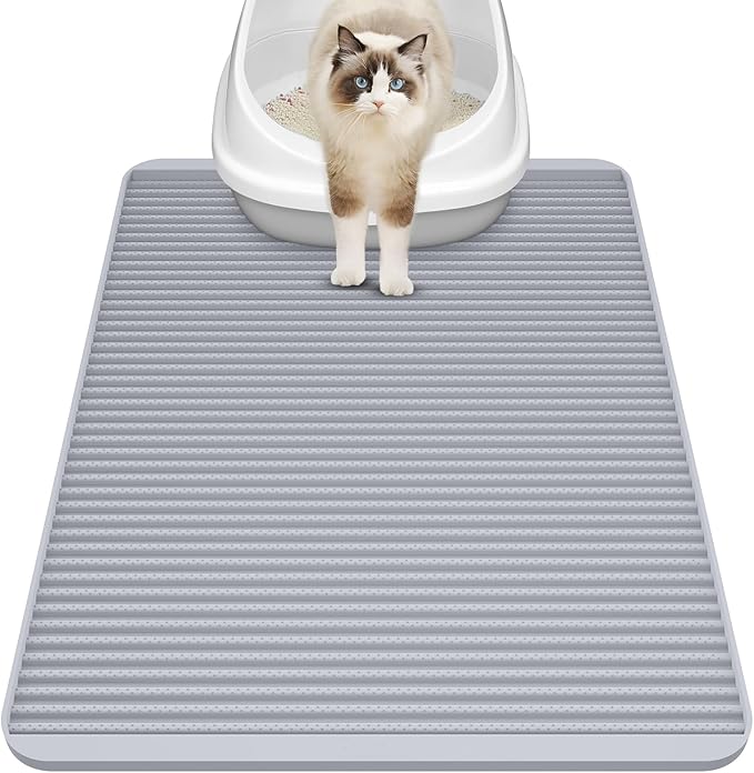 Filmicy Silicone Cat Litter Mat for Litter Box - Large 31" x 23" Waterproof Litter Trapping, Non-Slip, Durable, Easy Clean Scatter Control & Washable Kitty Floor Mat