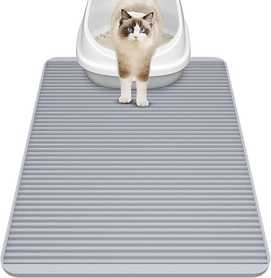 Filmicy Silicone Cat Litter Mat for Litter Box - Large 31" x 23" Waterproof Litter Trapping, Non-Slip, Durable, Easy Clean Scatter Control & Washable Kitty Floor Mat