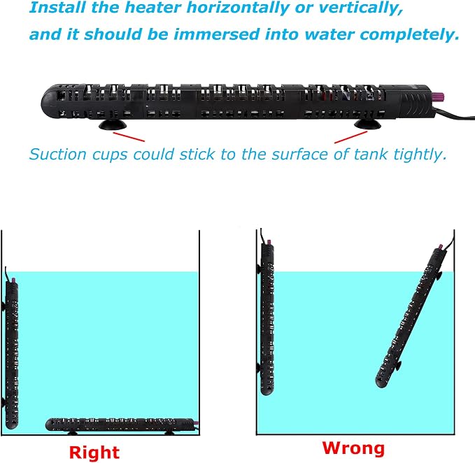 Aquarium Heater 100W/300W/500W Fish Tank Heater Submersible Auto Thermostat Turtle Tank Heater 10-90 Gallon with Protective Sleeve and 3 Suckers