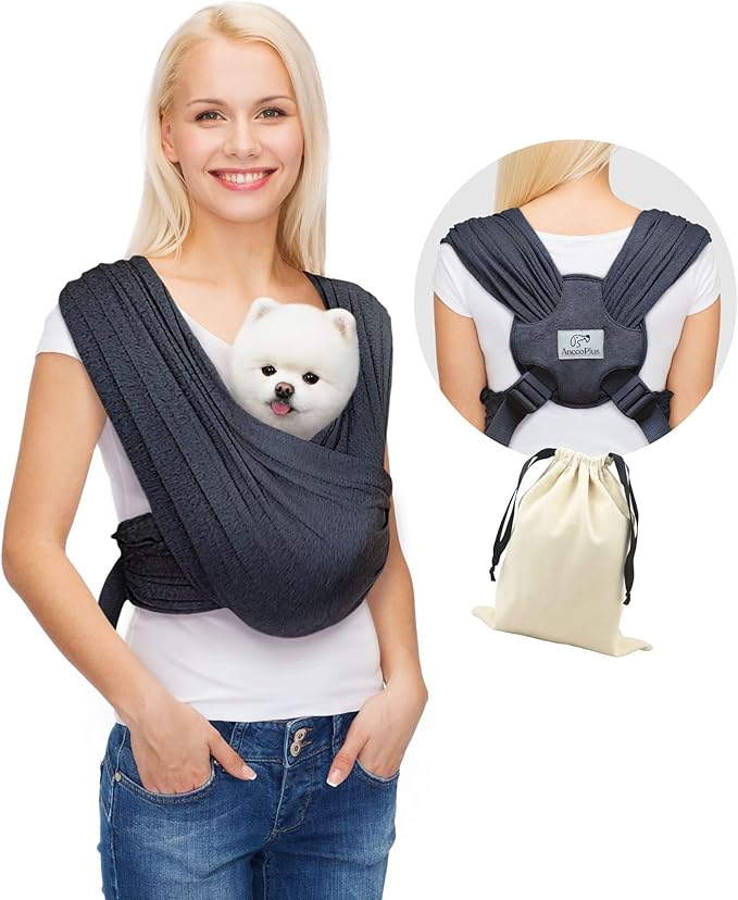 AnccoPlus Dog Carriers for Small Dogs, Front Facing Cat Carrier, Hands Free Dog Carrier, Size Adjustable Pet Carrier, Reducing Back Pain, Soft Cotton, Safe Small Dog Carrier(Regular, Charcoal Black)