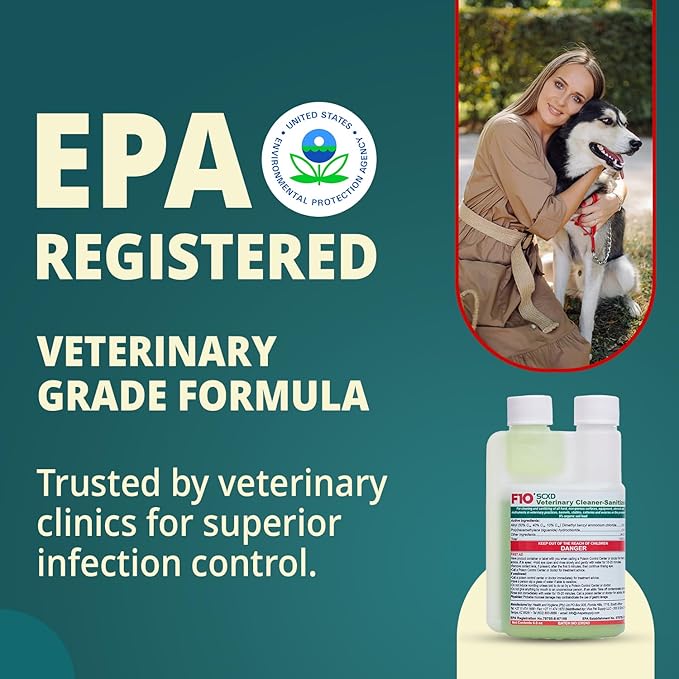 F10 SCXD Concentrated All Purpose Disinfectant Cleaner With Soap For Kennels, Litter Box, Cage, Terrariums, Habitats, Vet Practices - 200 ml (6.8oz)