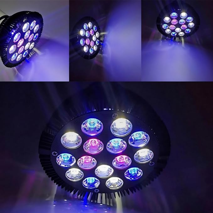 LED Aquarium Lights Bulb, 18W Saltwater Fish Light Full Spectrum Aquatic Plants Grow Lamp Refugium Light, 5 Colors LEDs Reef Lights for Marine Turtle Habitat