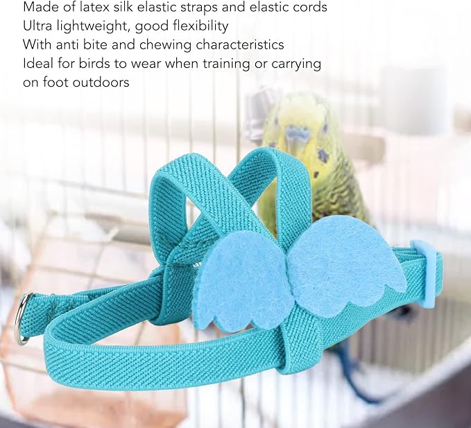 Pet Parrot Bird Harness Leash, Adjustable Parrot Nylon Leash Bird Flight Harness Vest, Bird Flying Clothes with Rope Parrot Flight Suit with Leash for Parakeets Cockatiels Conures Budgies(M)