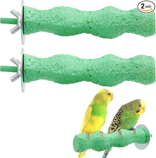 2PCS Bird Beak Grinding Stone, Bird Perches for Cage, Parrot Beak Grinding Stone, Rough Surface High Calcium Mineral Teeth Molar Colorful Perch Bird Cage Accessories