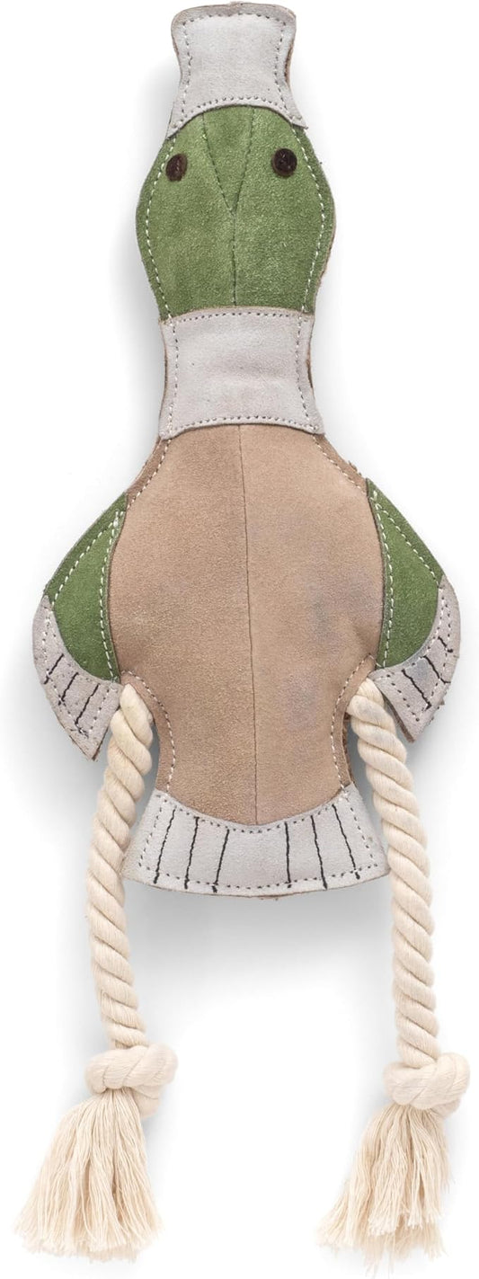 Fuzzl Eco Leather Dudley Duck Toy Natural and Tough Dog Toys - Long Lasting Chew Toys for Aggressive Chewers - Strong Dog Toy for Dogs and Puppy